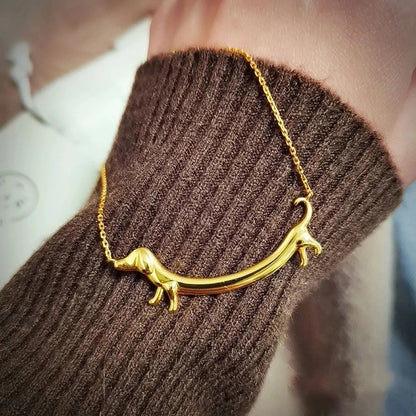 Guld Dachshund Statement Halsband Jewelry