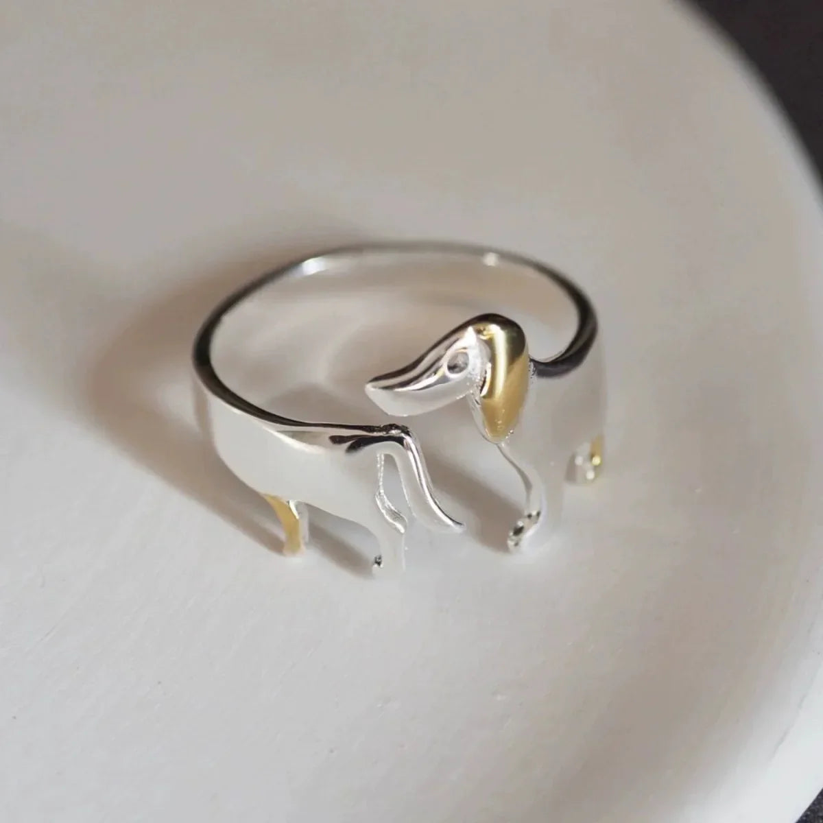 Sterling Silver Dachshund Memorial Wrap Ring