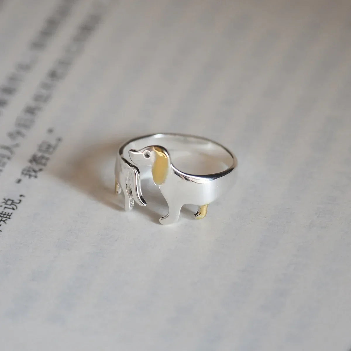 Sterling Silver Dachshund Memorial Wrap Ring