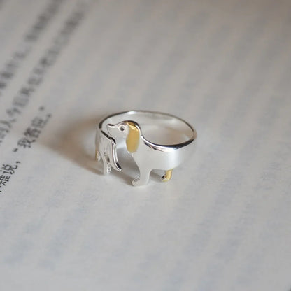 Sterling Silver Dachshund Memorial Wrap Ring