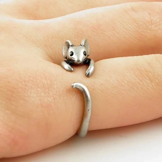 Adorable Mouse Wrap Ring Vintage Justerbar Jewelry