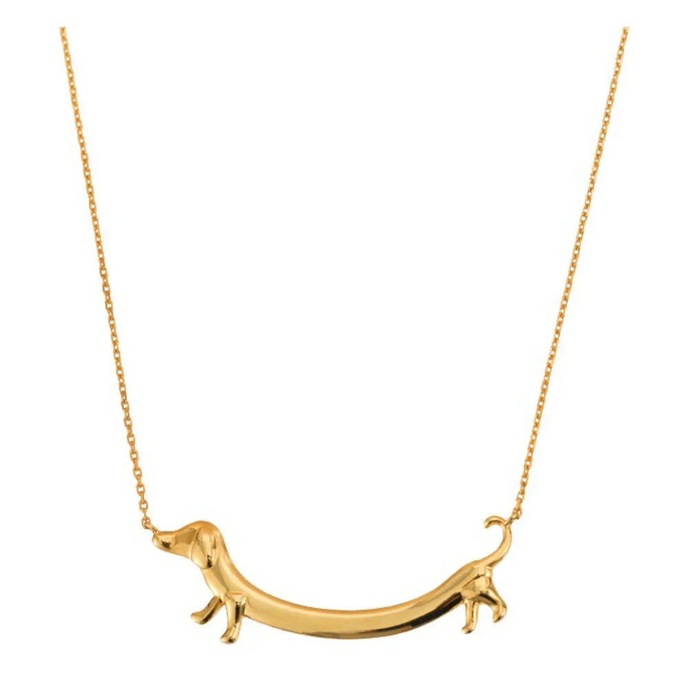 Guld Dachshund Statement Halsband Jewelry