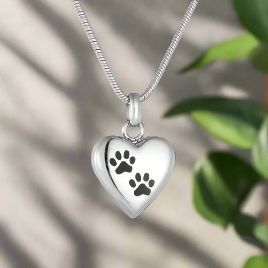 Pet Memorial Urn Halsband Hjärta Shaped Hänge With Tass Engraving