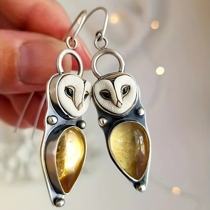 Boho Uggla Drop Örhängen Nickel Free For Sensitive Ears