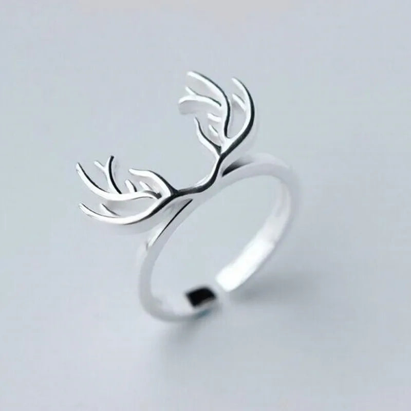 Sterling Silver Antler Ring Justerbar