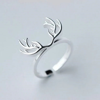 Sterling Silver Antler Ring Justerbar