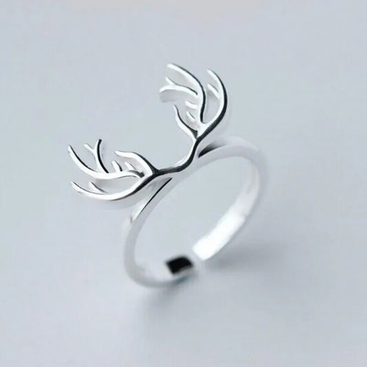 Sterling Silver Antler Ring Justerbar