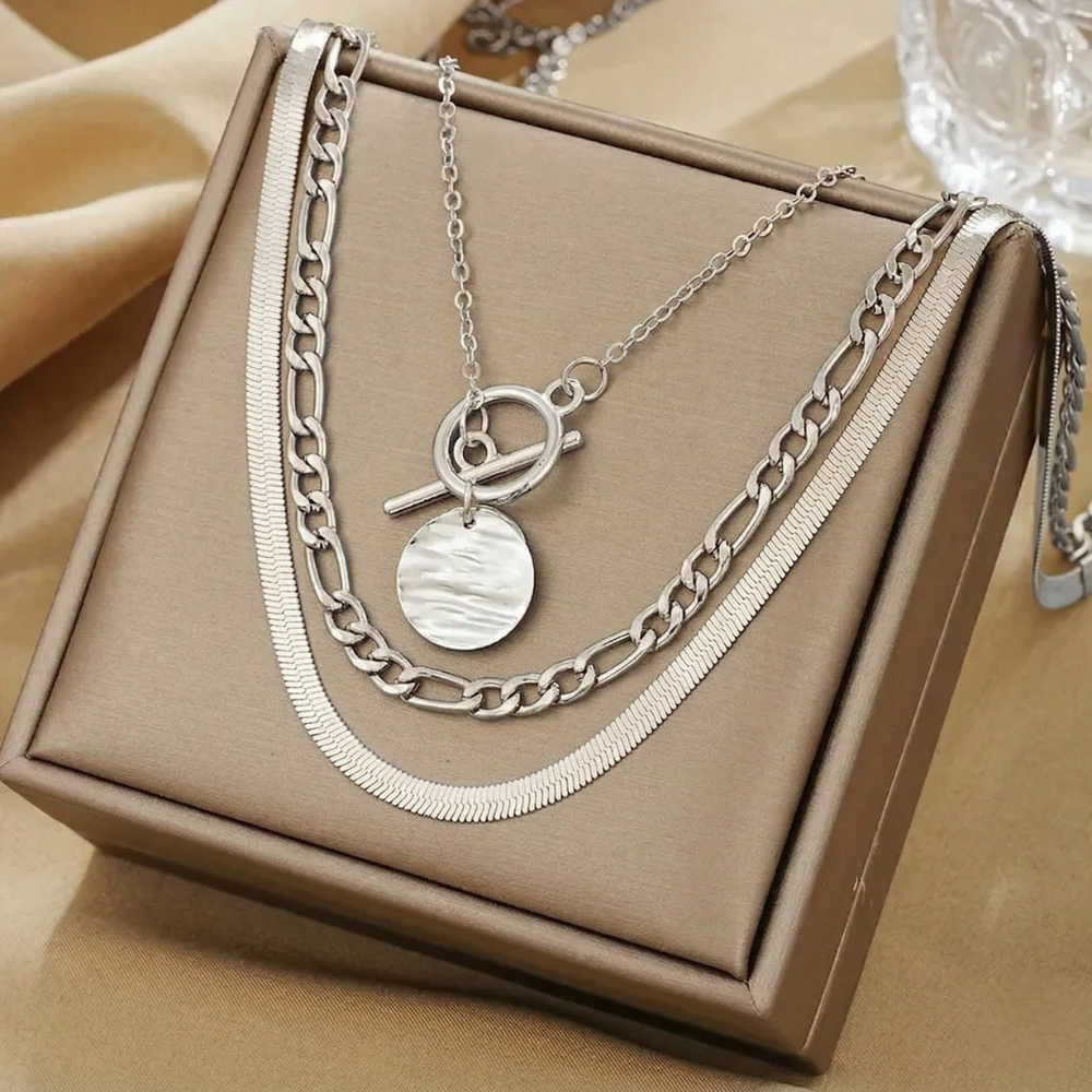 Savira Textured Coin Lager-på-lager halsband | Guld
