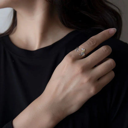 Sterling Silver Dachshund Memorial Wrap Ring