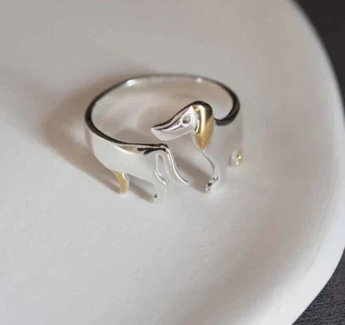 Sterling Silver Dachshund Memorial Wrap Ring