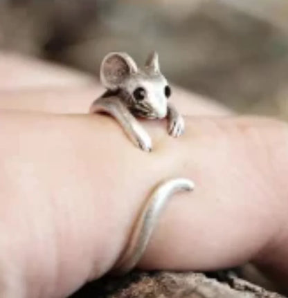 Adorable Mouse Wrap Ring Vintage Justerbar Jewelry