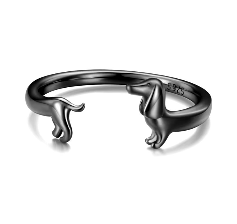 Sterling Silver Dachshund Justerbar Ring