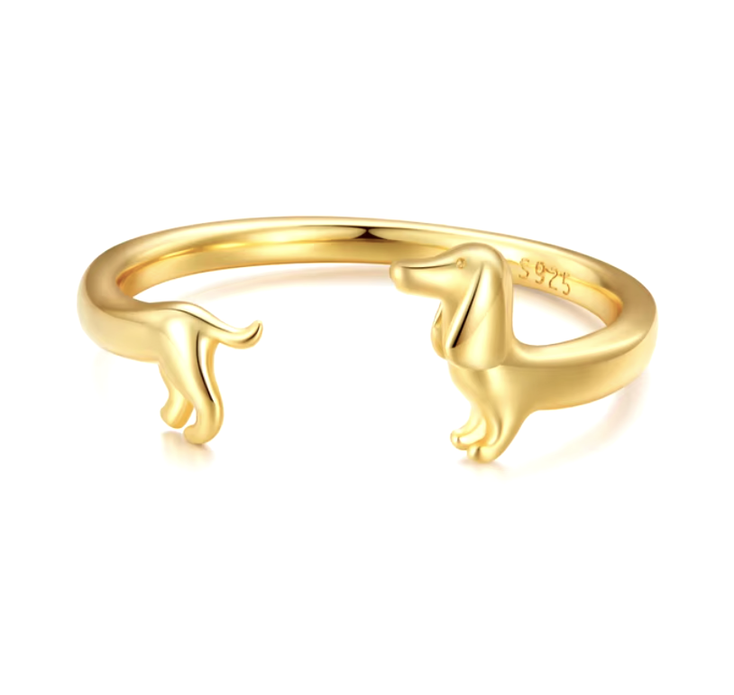 Sterling Silver Dachshund Justerbar Ring