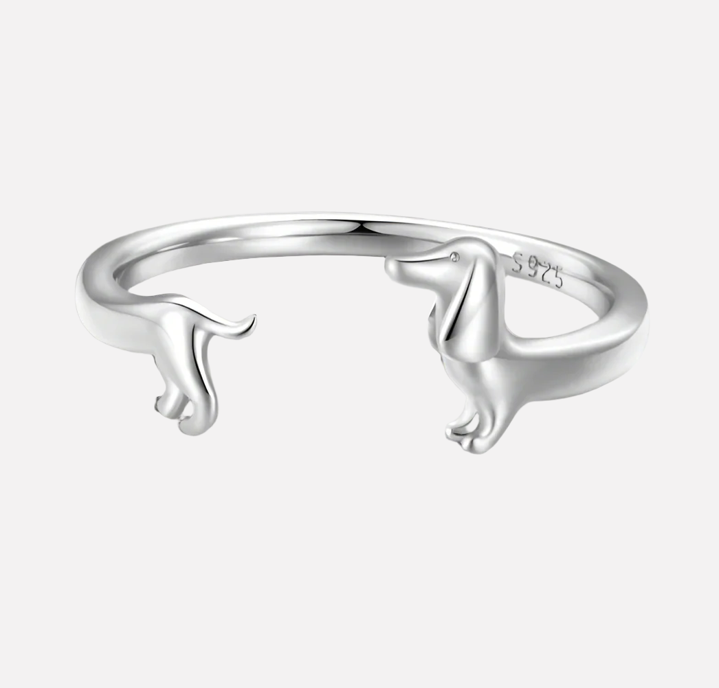 Sterling Silver Dachshund Justerbar Ring