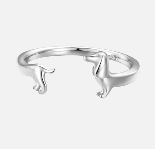Sterling Silver Dachshund Justerbar Ring