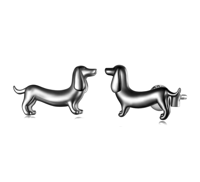 Sterling Silver Dachshund Statement Örhängen