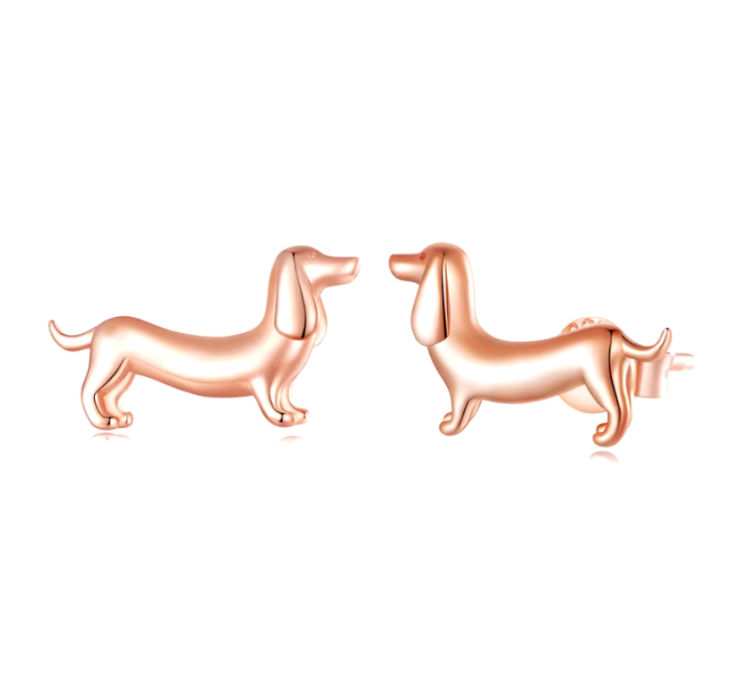 Sterling Silver Dachshund Statement Örhängen