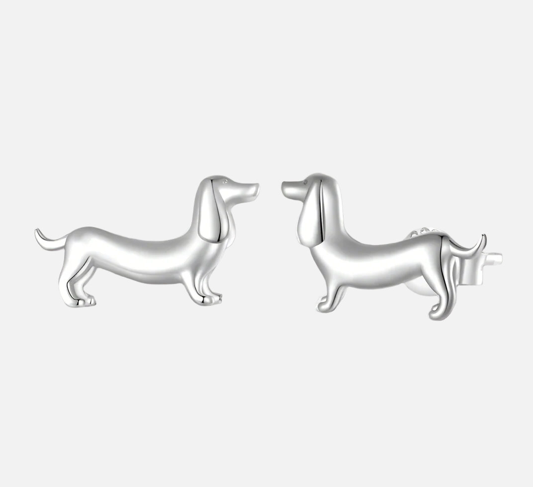 Sterling Silver Dachshund Statement Örhängen