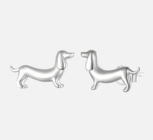 Sterling Silver Dachshund Statement Örhängen