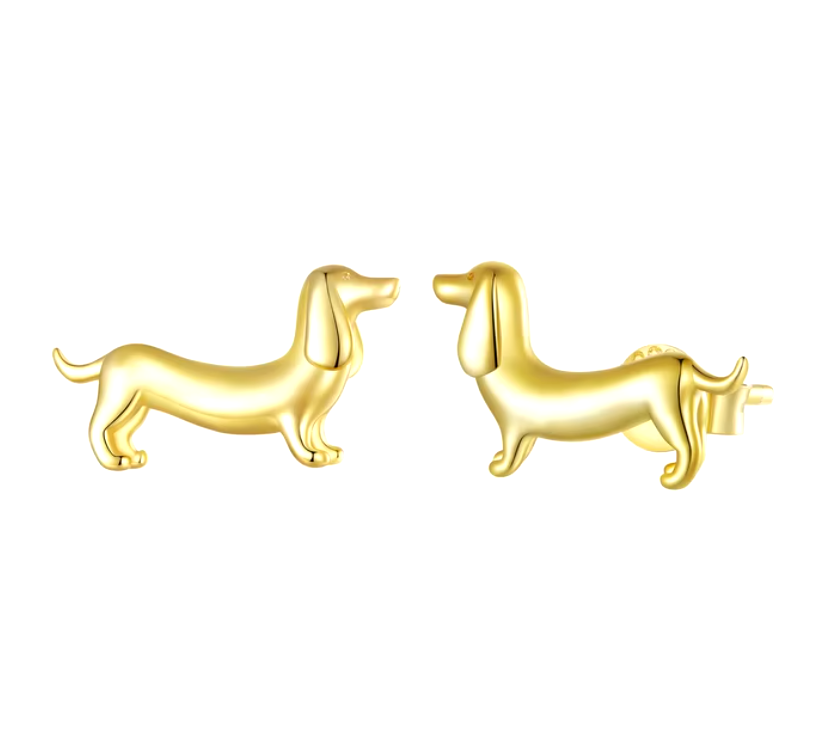 Sterling Silver Dachshund Statement Örhängen