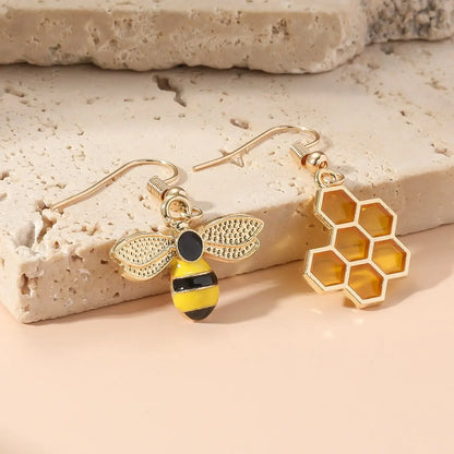 Honeycomb Bi Drop Örhängen Guld Tone Jewelry For Women
