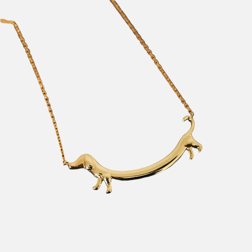 Guld Dachshund Statement Halsband Jewelry