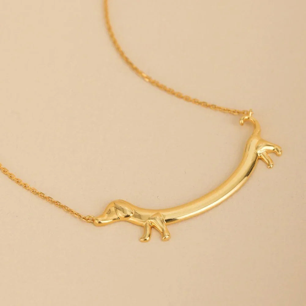 Guld Dachshund Statement Halsband Jewelry