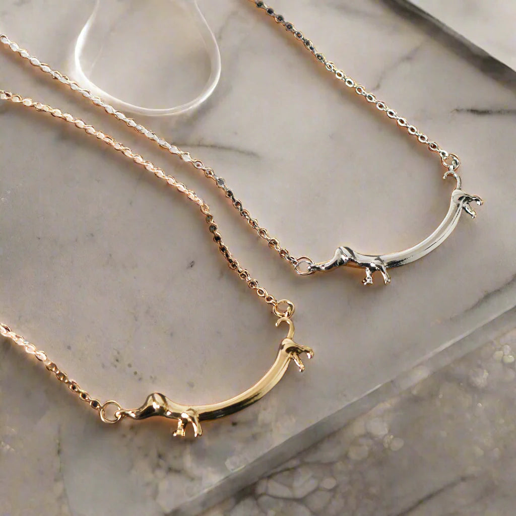 Guld Dachshund Statement Halsband Jewelry