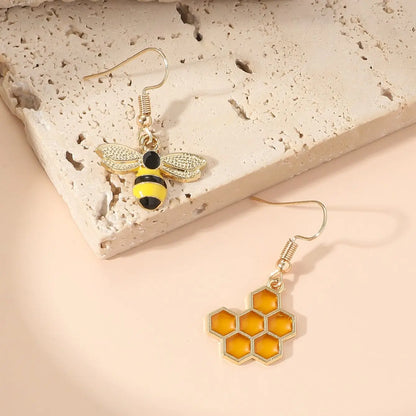 Honeycomb Bi Drop Örhängen Guld Tone Jewelry For Women