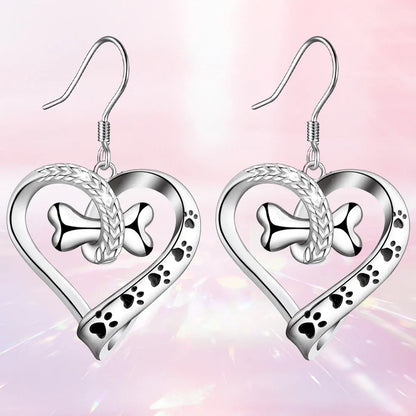 Hund Tass Hjärta Halsband Earring Set