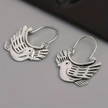 Boho Fågel Inspired Dangle Örhängen Silver Tone