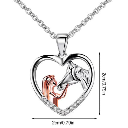 Beautiful Hjärta Zircon Girl And Horse Halsband
