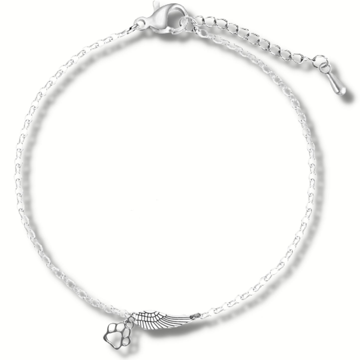 Silver Memorial Armband With Ängel Wing Tass Print Handgjord