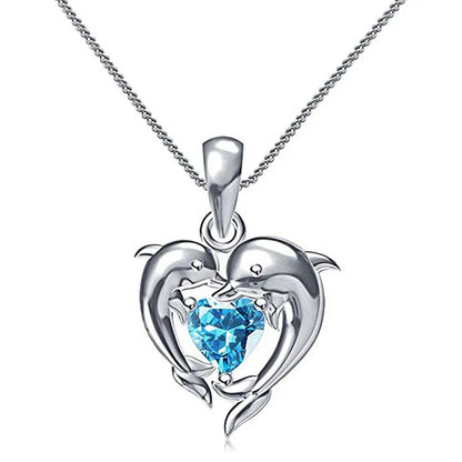 Delfin Love Blue Hjärta Halsband