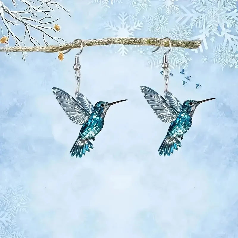 Blue Kristall Kolibri Örhängen