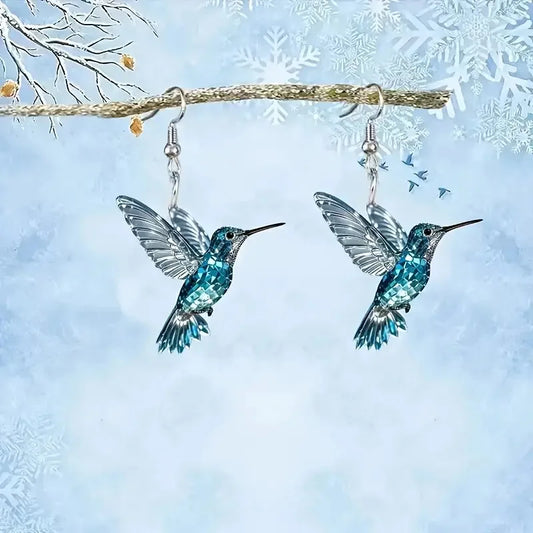 Blue Kristall Kolibri Örhängen