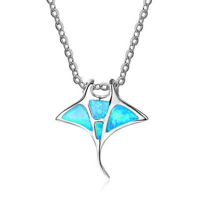 Manta Ray Blue Opal Ocean Halsband