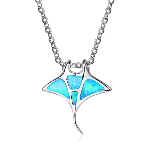 Manta Ray Blue Opal Ocean Halsband