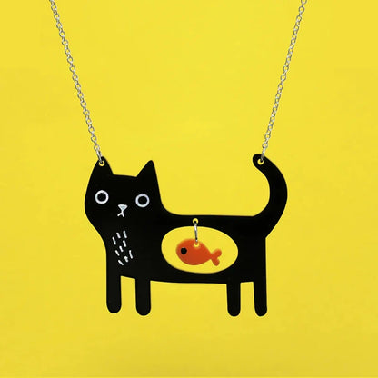 Whimsical Katt Fish Hänge Halsband