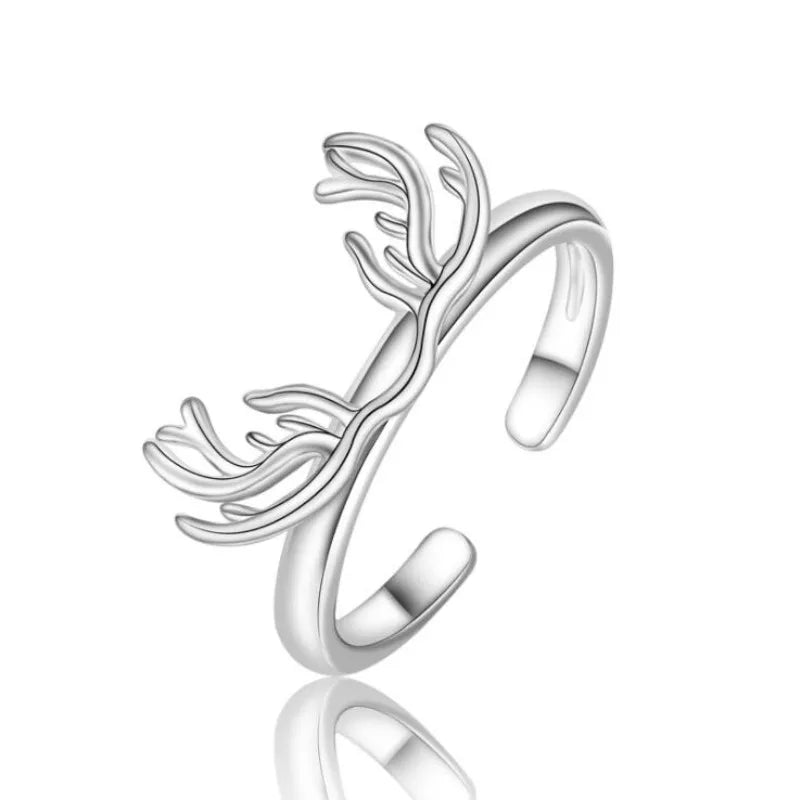 Sterling Silver Antler Ring Justerbar