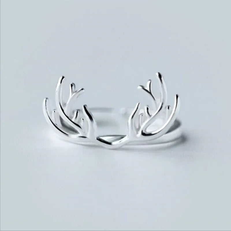 Sterling Silver Antler Ring Justerbar