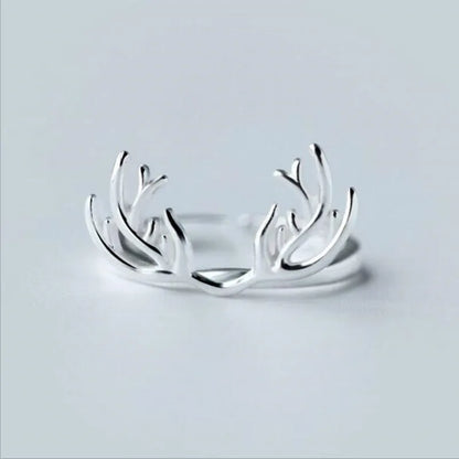 Sterling Silver Antler Ring Justerbar