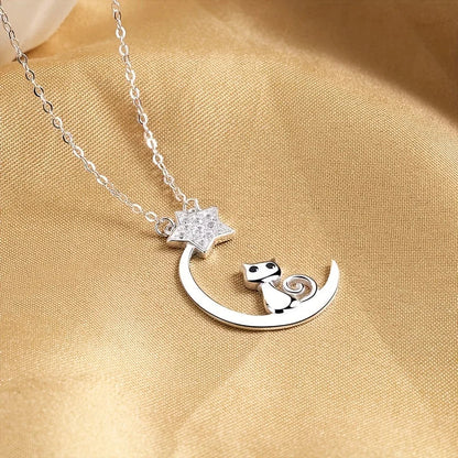 Katt Måne Star Memorial Halsband
