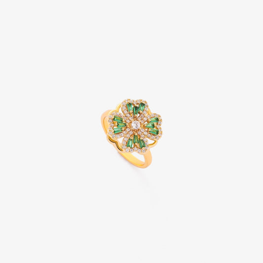 Smaragd Klöver Snurrande Ring | Guld