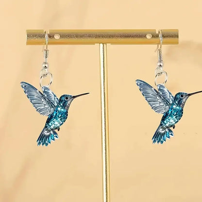 Blue Kristall Kolibri Örhängen