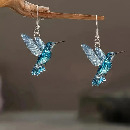Blue Kristall Kolibri Örhängen