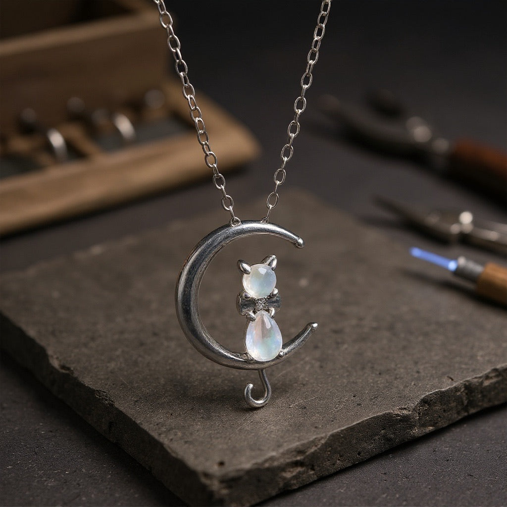 Moonstone Crescent And Katt Halsband