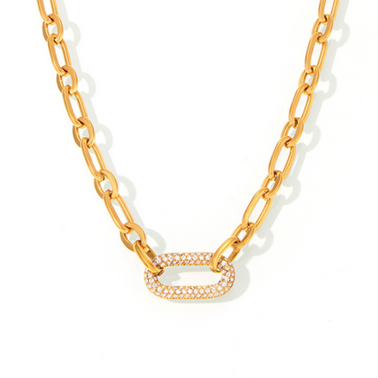 Paved Kraftig Kedja Link Smycken Set | Guld