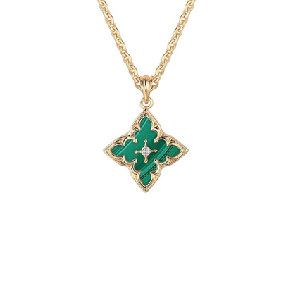Smaragd Klöver halsband med hänge | Guld