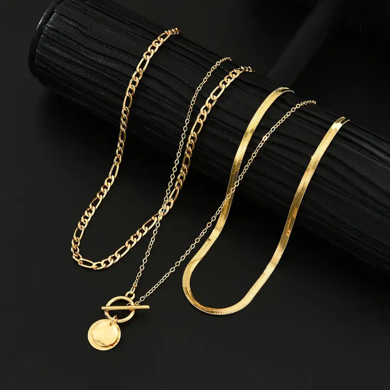 Savira Textured Coin Lager-på-lager halsband | Guld